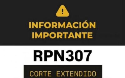 Continúa el corte total en la Ruta 307 por las condiciones climáticas